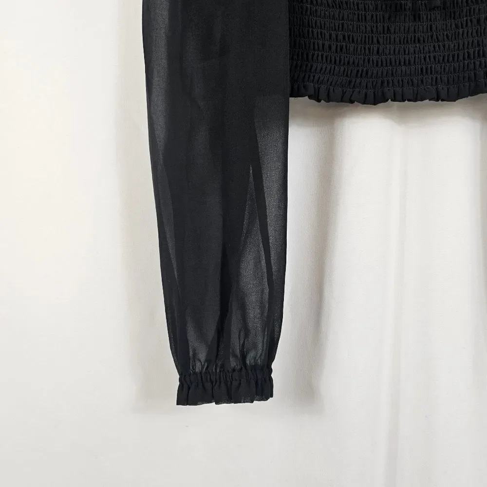 Aritzia Wilfred Smocked Blouse in Black - Size S